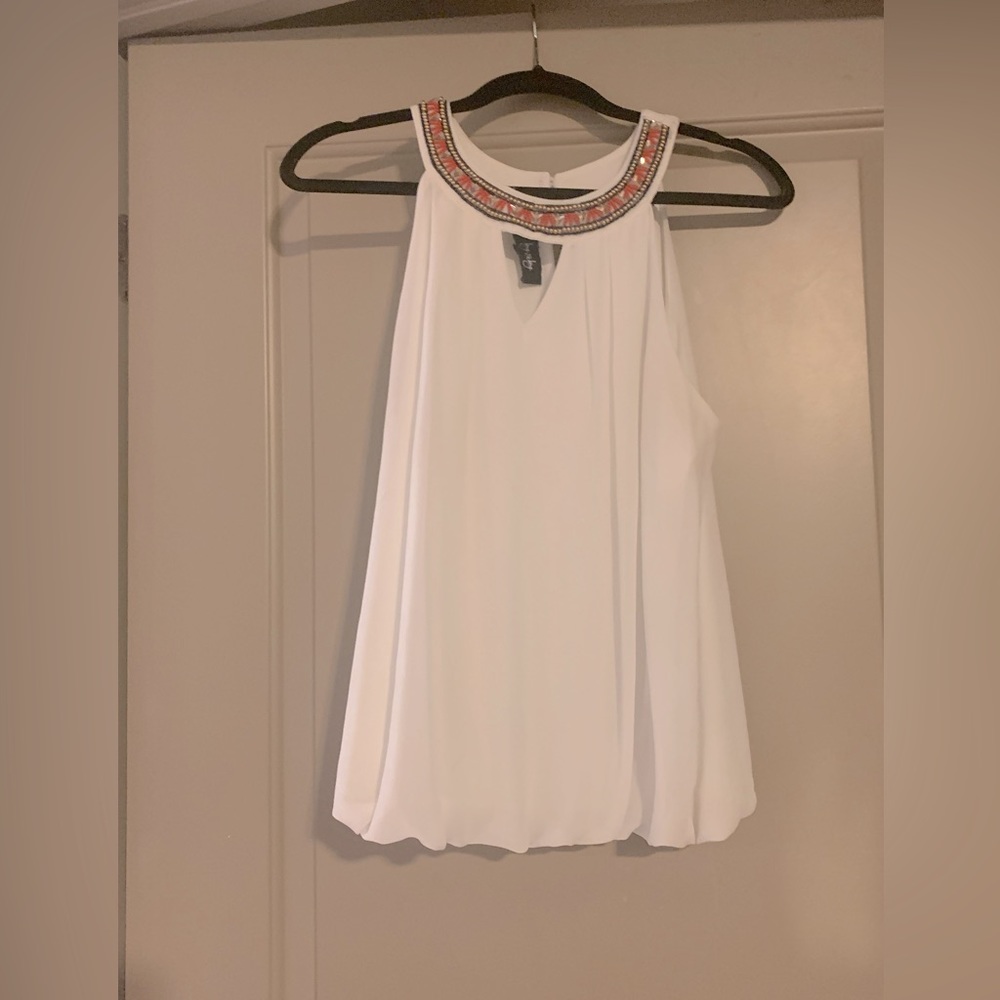 By & By white jewel neck summer shirt